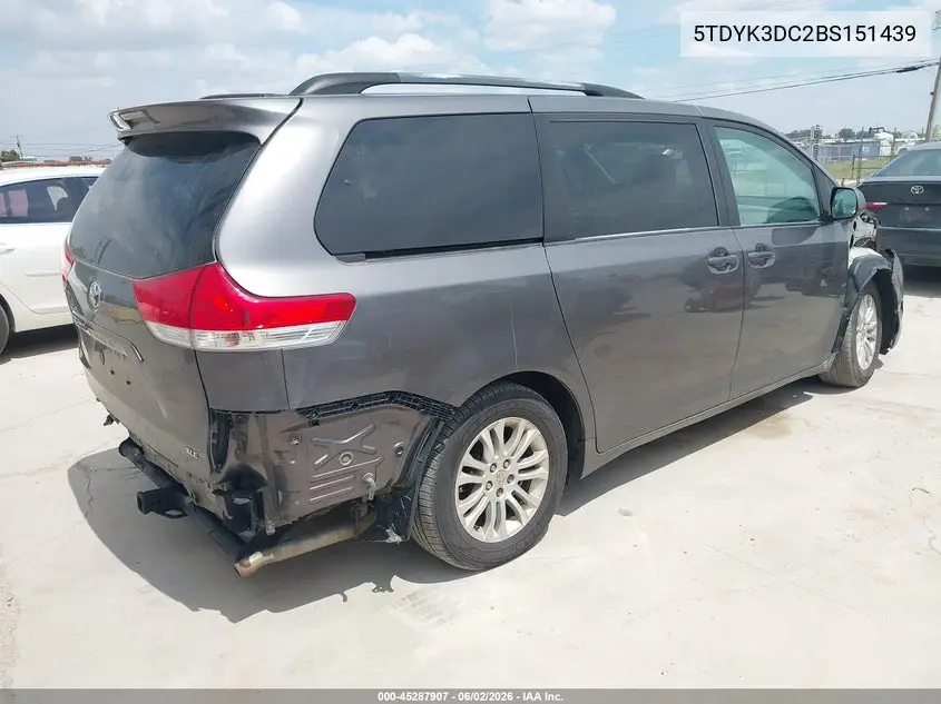 5TDYK3DC2BS151439 2011 Toyota Sienna Xle V6