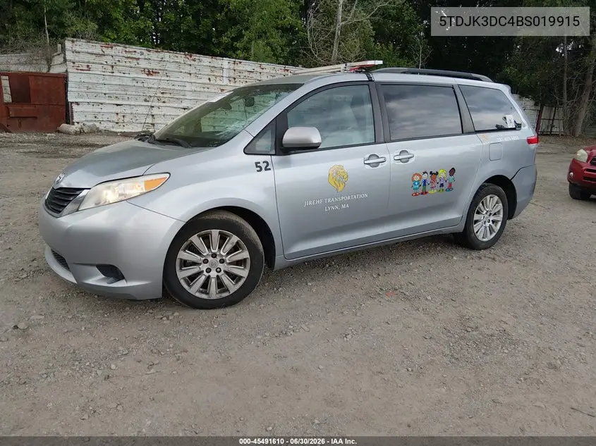 2011 Toyota Sienna Le VIN: 5TDJK3DC4BS019915 Lot: 45491610