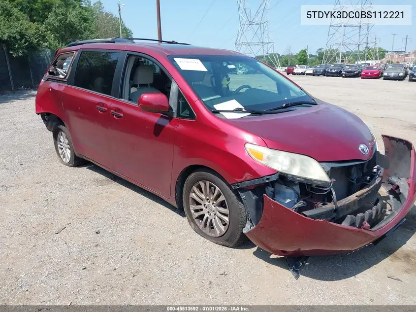 2011 Toyota Sienna Xle/Limited VIN: 5TDYK3DC0BS112221 Lot: 45513592