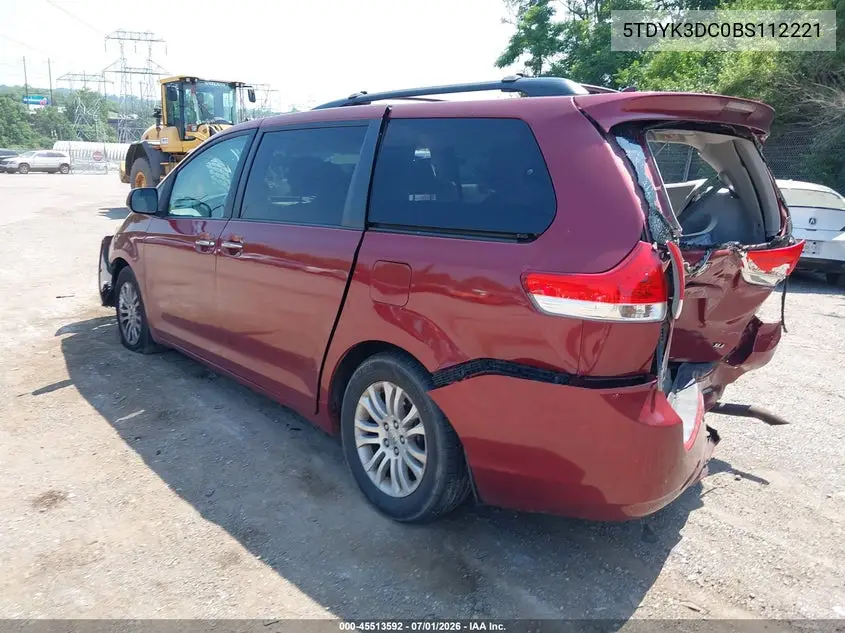 2011 Toyota Sienna Xle/Limited VIN: 5TDYK3DC0BS112221 Lot: 45513592