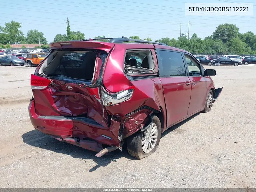 2011 Toyota Sienna Xle/Limited VIN: 5TDYK3DC0BS112221 Lot: 45513592
