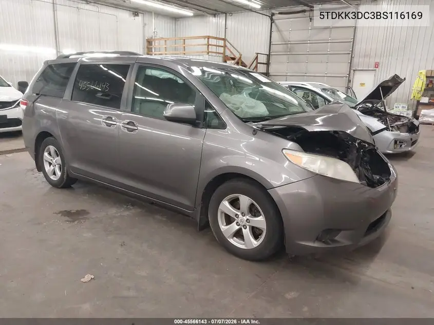 2011 Toyota Sienna Le V6 VIN: 5TDKK3DC3BS116169 Lot: 45566143