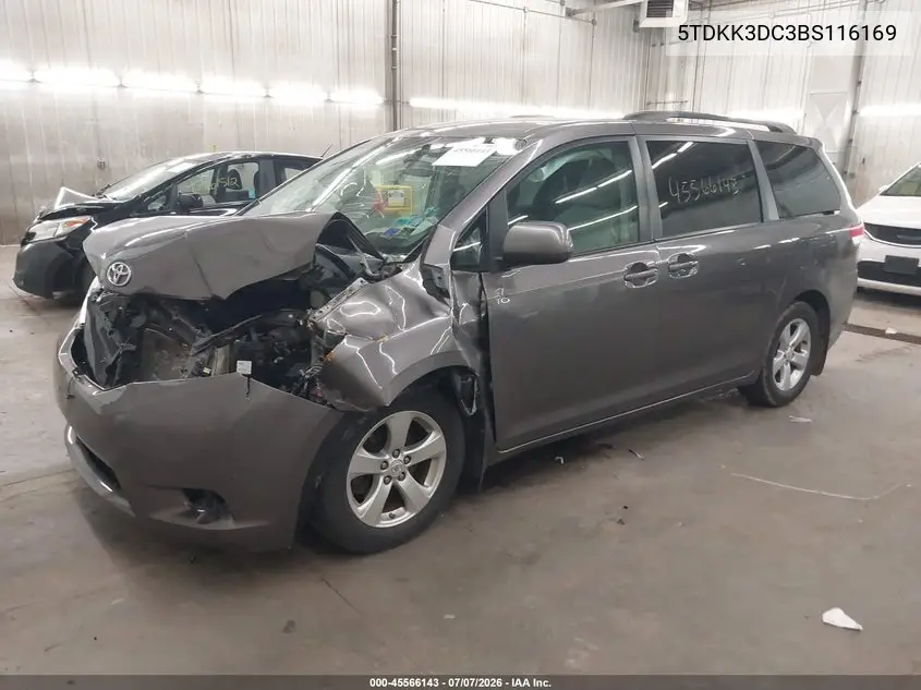 2011 Toyota Sienna Le V6 VIN: 5TDKK3DC3BS116169 Lot: 45566143