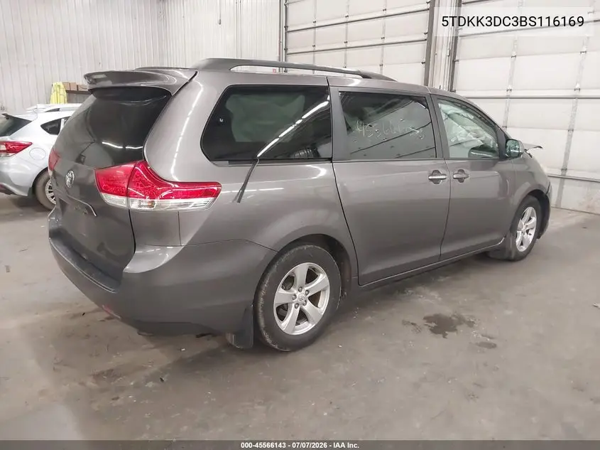 2011 Toyota Sienna Le V6 VIN: 5TDKK3DC3BS116169 Lot: 45566143