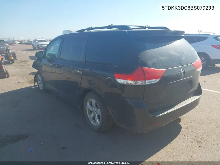 2011 Toyota Sienna Le V6 VIN: 5TDKK3DC8BS079233 Lot: 45590285