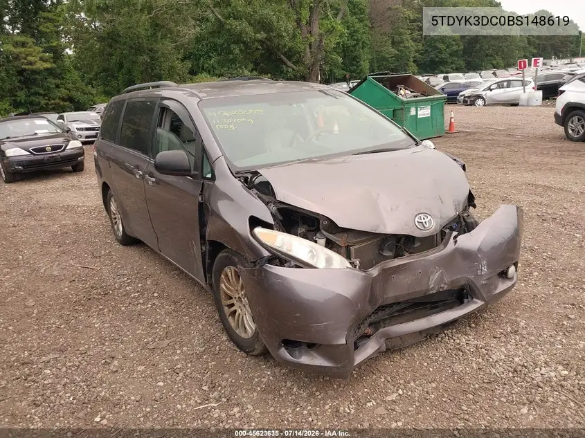 2011 Toyota Sienna Xle V6 VIN: 5TDYK3DC0BS148619 Lot: 45623635
