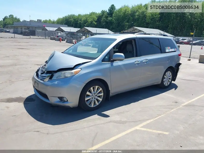 2011 Toyota Sienna Limited VIN: 5TDDK3DC0BS008634 Lot: 45628787