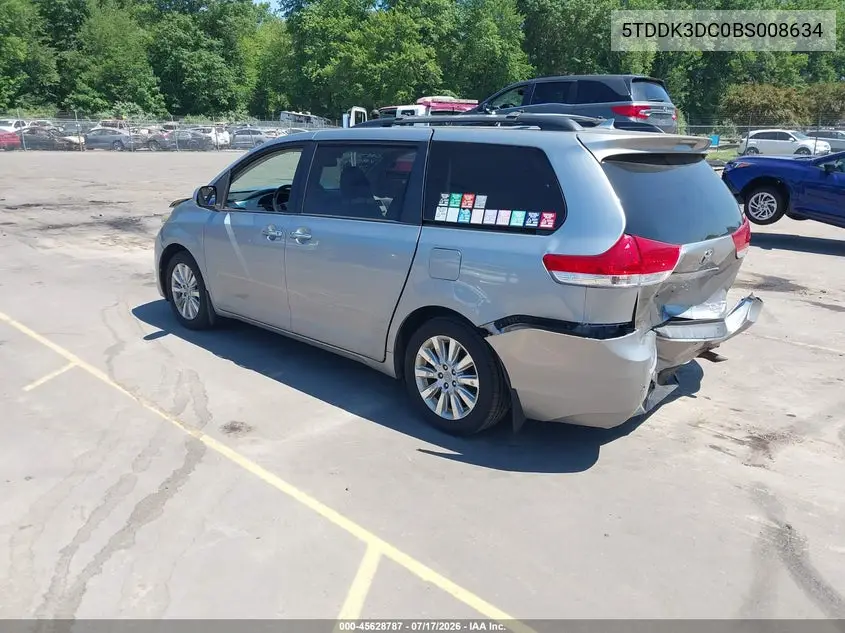 2011 Toyota Sienna Limited VIN: 5TDDK3DC0BS008634 Lot: 45628787