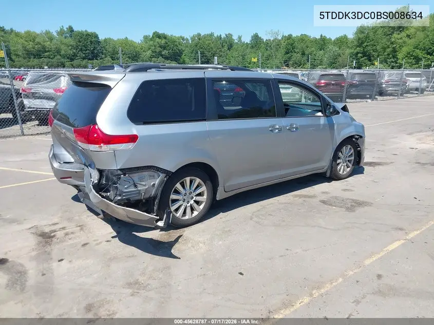 2011 Toyota Sienna Limited VIN: 5TDDK3DC0BS008634 Lot: 45628787