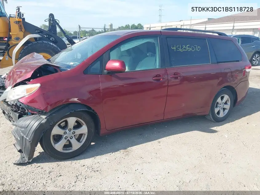 2011 Toyota Sienna Le V6 VIN: 5TDKK3DC1BS118728 Lot: 45635070