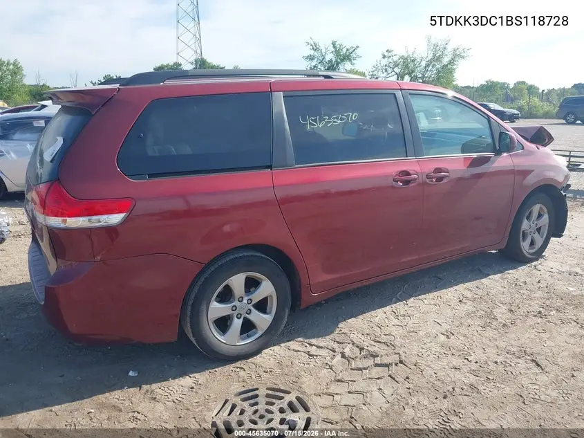 2011 Toyota Sienna Le V6 VIN: 5TDKK3DC1BS118728 Lot: 45635070