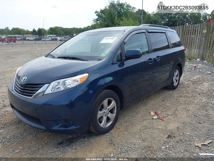 2011 Toyota Sienna Le V6 VIN: 5TDKK3DC2BS093855 Lot: 45653082