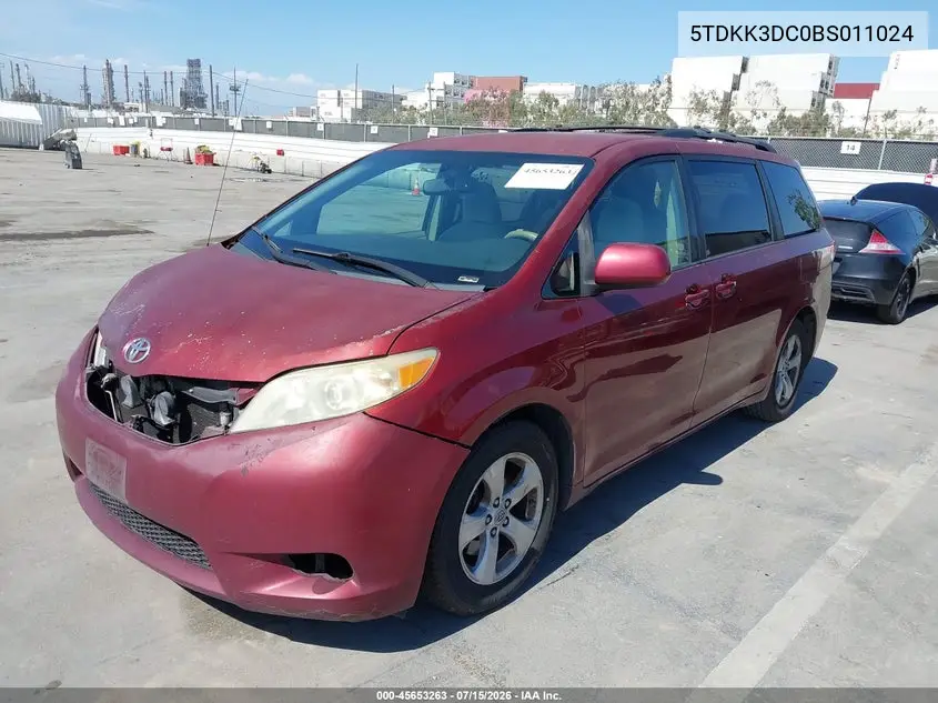 2011 Toyota Sienna Le V6 VIN: 5TDKK3DC0BS011024 Lot: 45653263