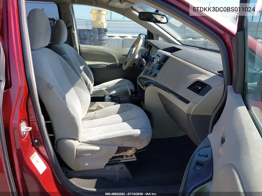 2011 Toyota Sienna Le V6 VIN: 5TDKK3DC0BS011024 Lot: 45653263