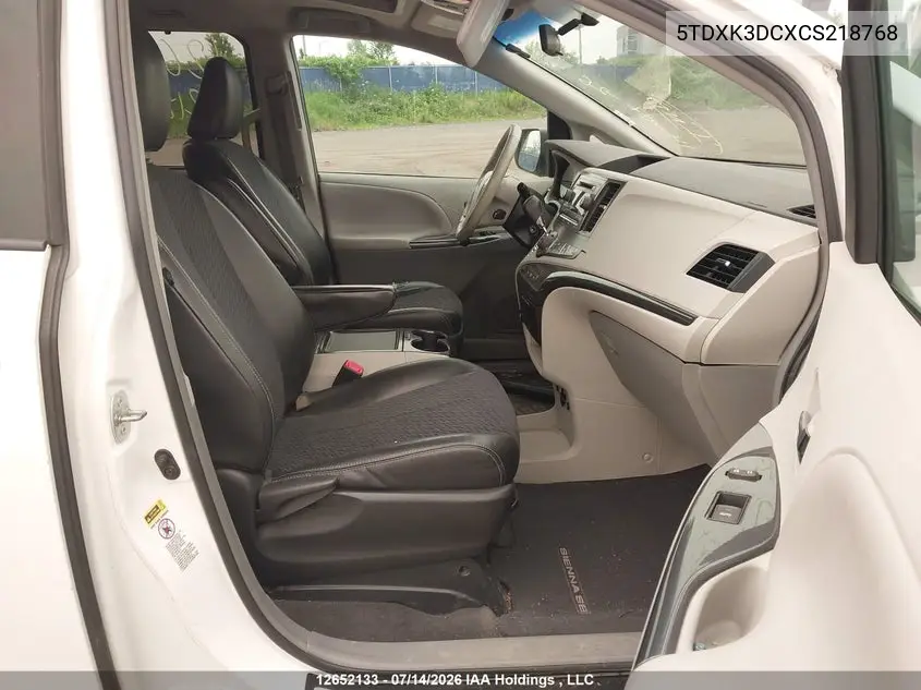 2012 Toyota Sienna Se 8 Passenger VIN: 5TDXK3DCXCS218768 Lot: 12652133x