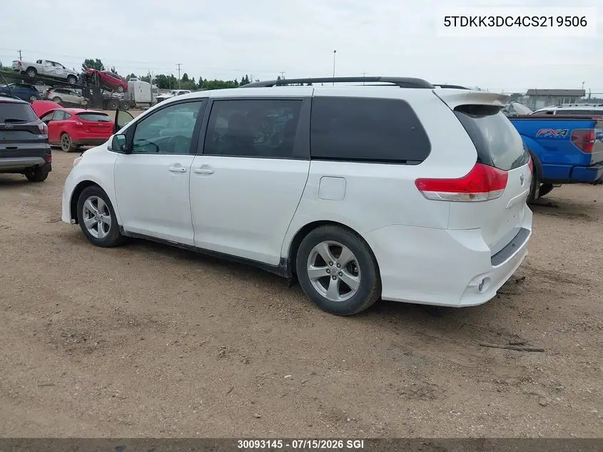 2012 Toyota Sienna Le VIN: 5TDKK3DC4CS219506 Lot: 30093145