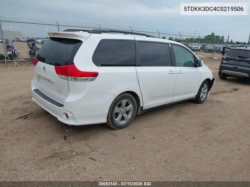 2012 Toyota Sienna Le VIN: 5TDKK3DC4CS219506 Lot: 30093145