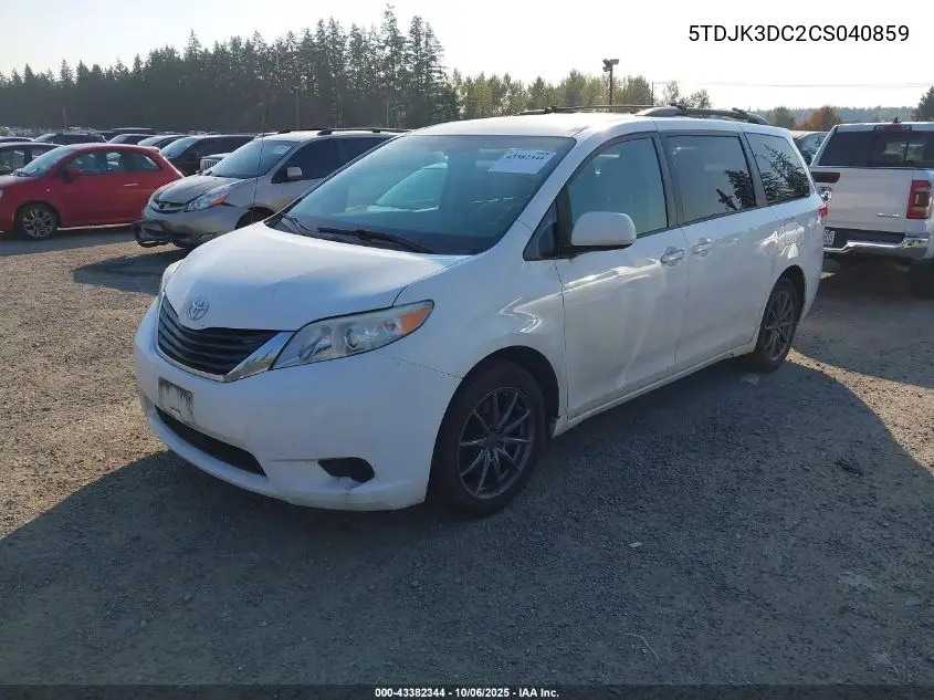 5TDJK3DC2CS040859 2012 Toyota Sienna Le 7 Passenger