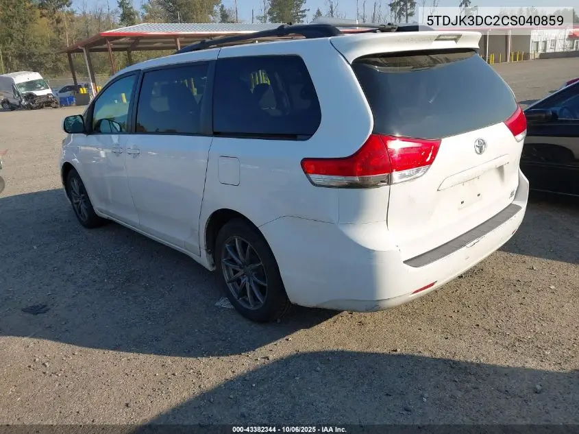 5TDJK3DC2CS040859 2012 Toyota Sienna Le 7 Passenger