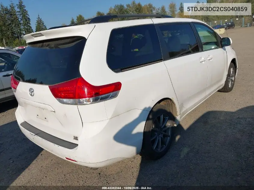 5TDJK3DC2CS040859 2012 Toyota Sienna Le 7 Passenger