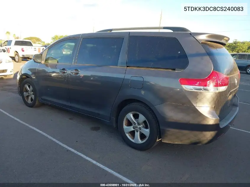 5TDKK3DC8CS240083 2012 Toyota Sienna Le V6 7 Passenger Auto Access Seat/Le V6 8 Passenger