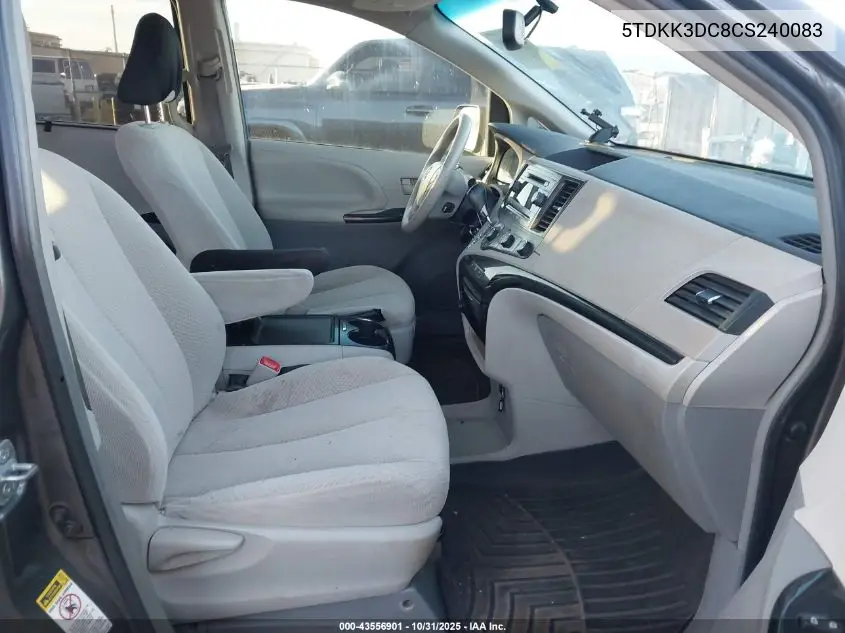 5TDKK3DC8CS240083 2012 Toyota Sienna Le V6 7 Passenger Auto Access Seat/Le V6 8 Passenger