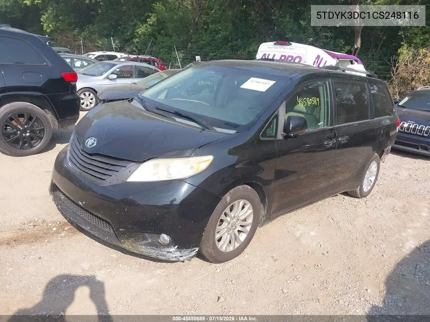 2012 Toyota Sienna Xle V6 8 Passenger VIN: 5TDYK3DC1CS248116 Lot: 45580589