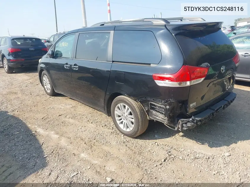 2012 Toyota Sienna Xle V6 8 Passenger VIN: 5TDYK3DC1CS248116 Lot: 45580589