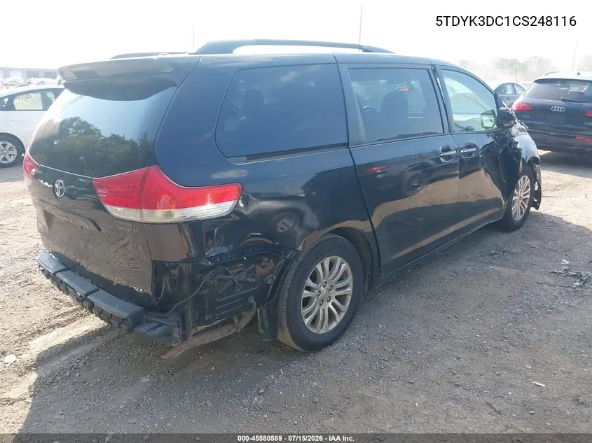 2012 Toyota Sienna Xle V6 8 Passenger VIN: 5TDYK3DC1CS248116 Lot: 45580589