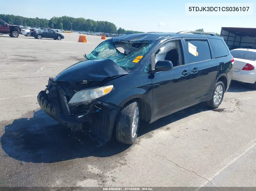 2012 Toyota Sienna Le 7 Passenger VIN: 5TDJK3DC1CS036107 Lot: 45626391