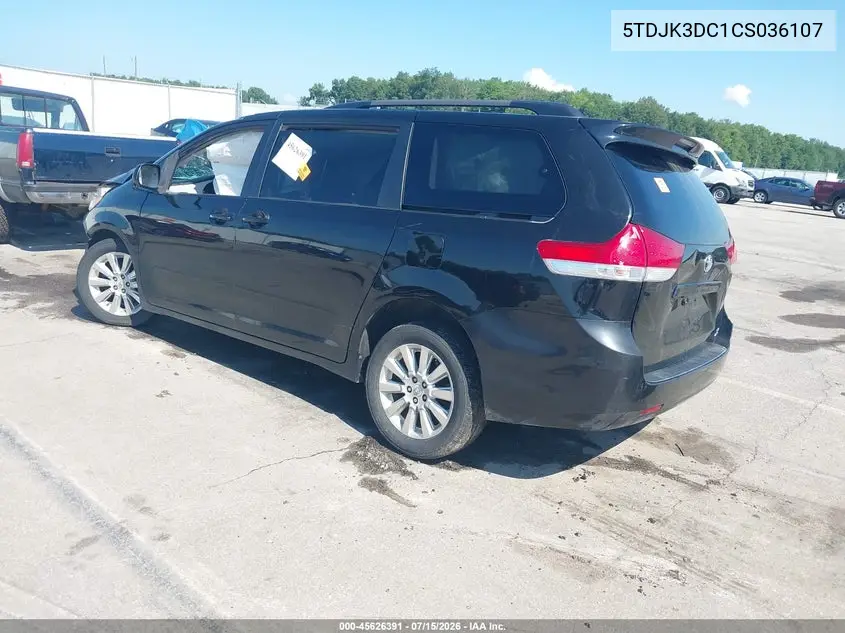 2012 Toyota Sienna Le 7 Passenger VIN: 5TDJK3DC1CS036107 Lot: 45626391