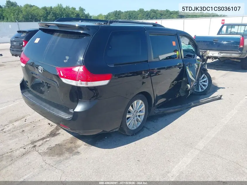 2012 Toyota Sienna Le 7 Passenger VIN: 5TDJK3DC1CS036107 Lot: 45626391