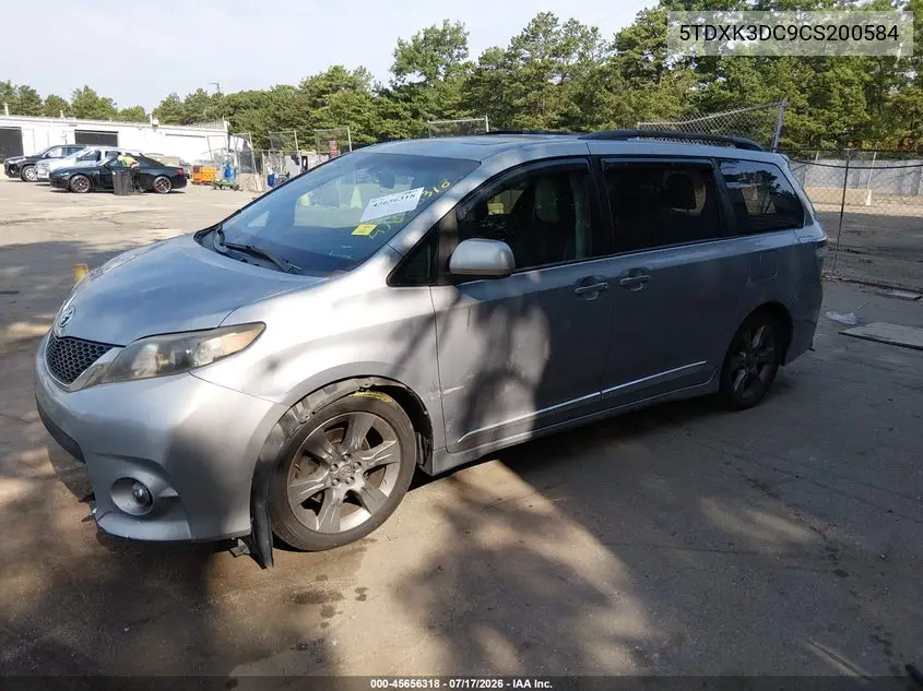 2012 Toyota Sienna Se 8 Passenger VIN: 5TDXK3DC9CS200584 Lot: 45656318