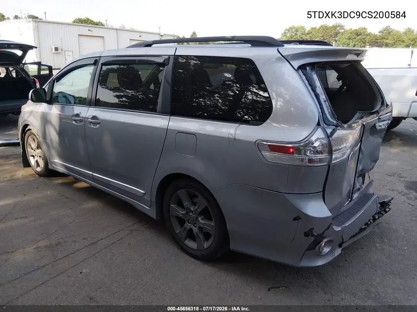 2012 Toyota Sienna Se 8 Passenger VIN: 5TDXK3DC9CS200584 Lot: 45656318