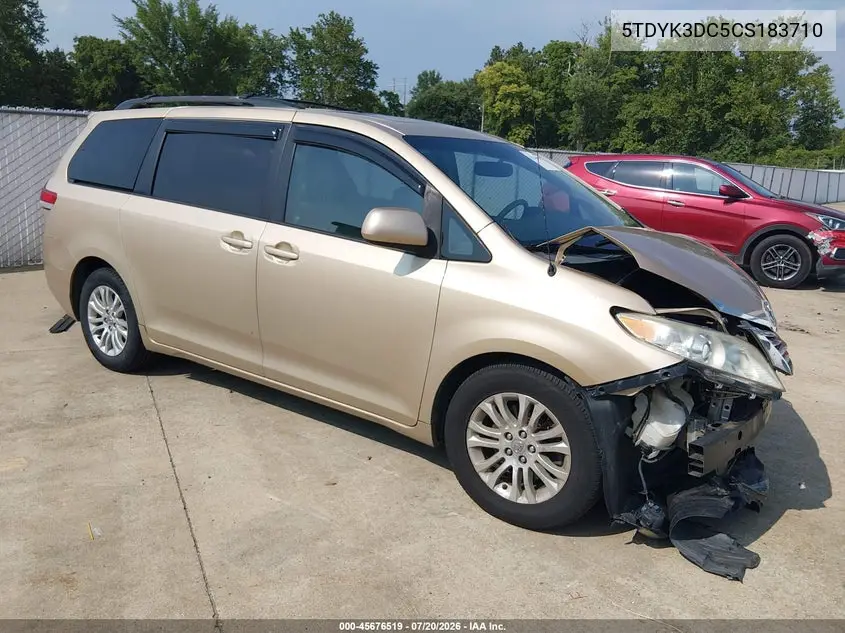 2012 Toyota Sienna Xle V6 8 Passenger VIN: 5TDYK3DC5CS183710 Lot: 45676519