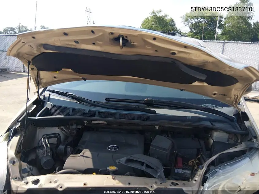 2012 Toyota Sienna Xle V6 8 Passenger VIN: 5TDYK3DC5CS183710 Lot: 45676519