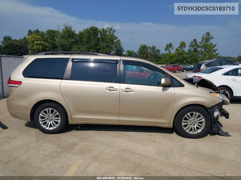 2012 Toyota Sienna Xle V6 8 Passenger VIN: 5TDYK3DC5CS183710 Lot: 45676519