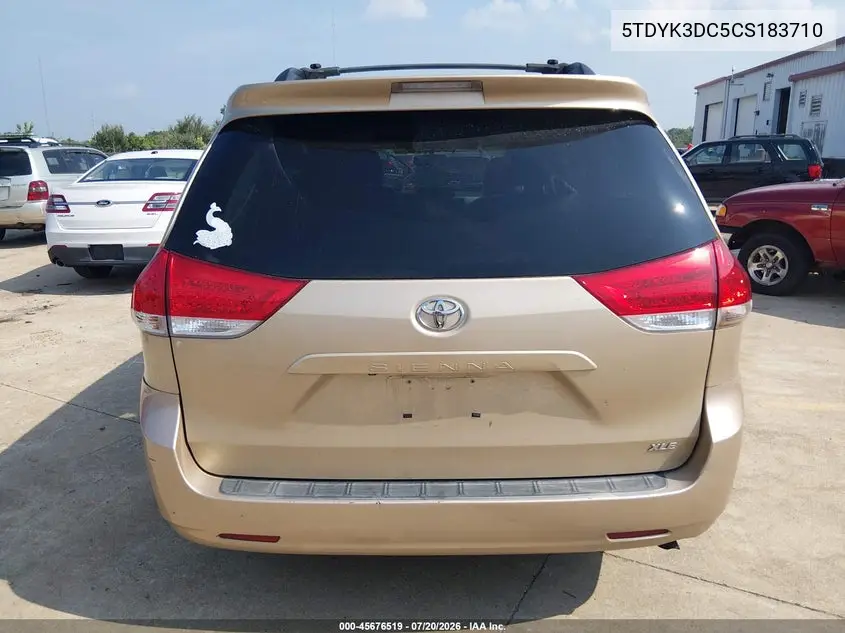 2012 Toyota Sienna Xle V6 8 Passenger VIN: 5TDYK3DC5CS183710 Lot: 45676519