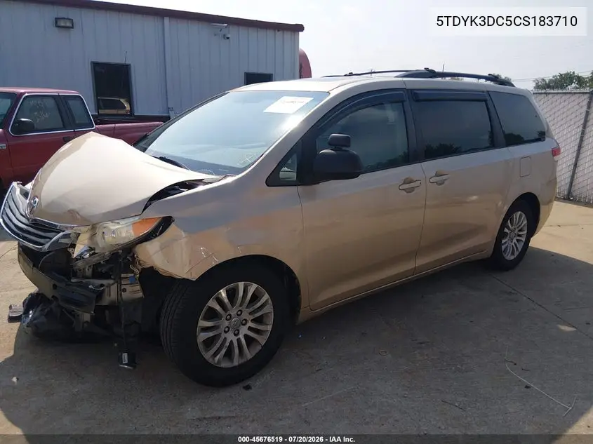 2012 Toyota Sienna Xle V6 8 Passenger VIN: 5TDYK3DC5CS183710 Lot: 45676519