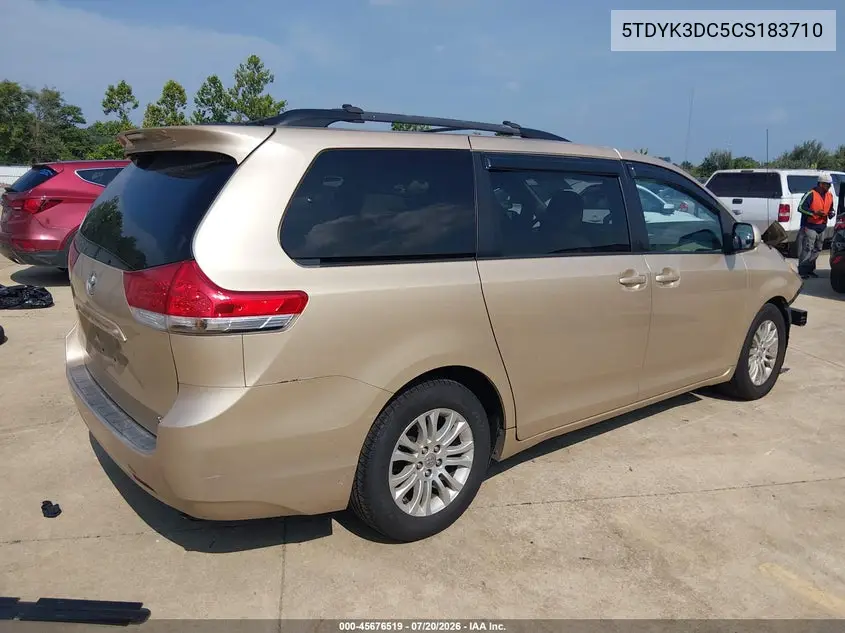 2012 Toyota Sienna Xle V6 8 Passenger VIN: 5TDYK3DC5CS183710 Lot: 45676519