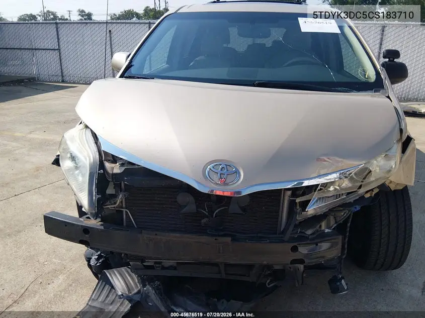 2012 Toyota Sienna Xle V6 8 Passenger VIN: 5TDYK3DC5CS183710 Lot: 45676519