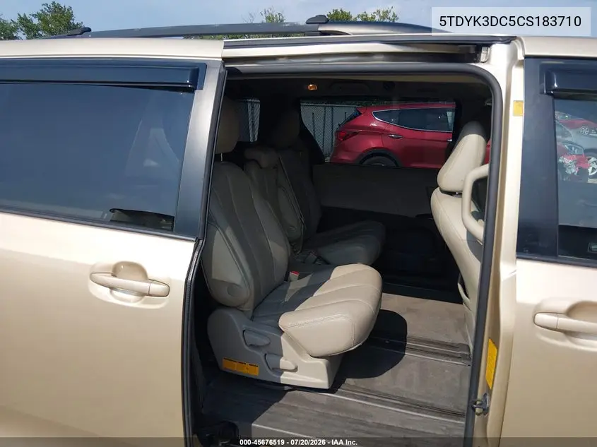 2012 Toyota Sienna Xle V6 8 Passenger VIN: 5TDYK3DC5CS183710 Lot: 45676519