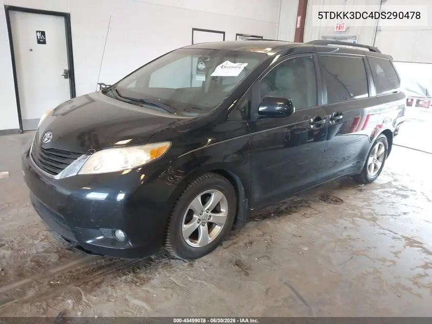 2013 Toyota Sienna Le V6 8 Passenger VIN: 5TDKK3DC4DS290478 Lot: 45499076