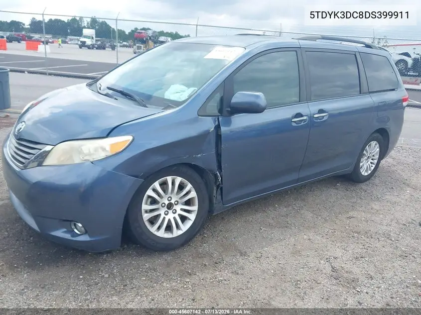 2013 Toyota Sienna Xle V6 8 Passenger VIN: 5TDYK3DC8DS399911 Lot: 45607142