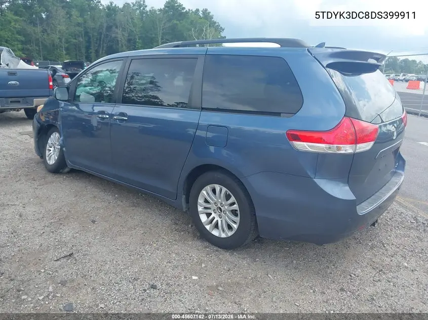 2013 Toyota Sienna Xle V6 8 Passenger VIN: 5TDYK3DC8DS399911 Lot: 45607142