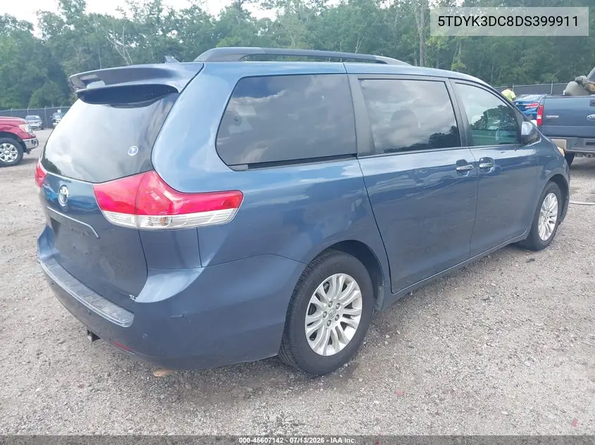 2013 Toyota Sienna Xle V6 8 Passenger VIN: 5TDYK3DC8DS399911 Lot: 45607142