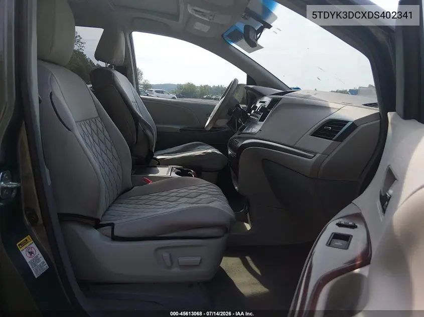2013 Toyota Sienna Xle V6 8 Passenger VIN: 5TDYK3DCXDS402341 Lot: 45613068