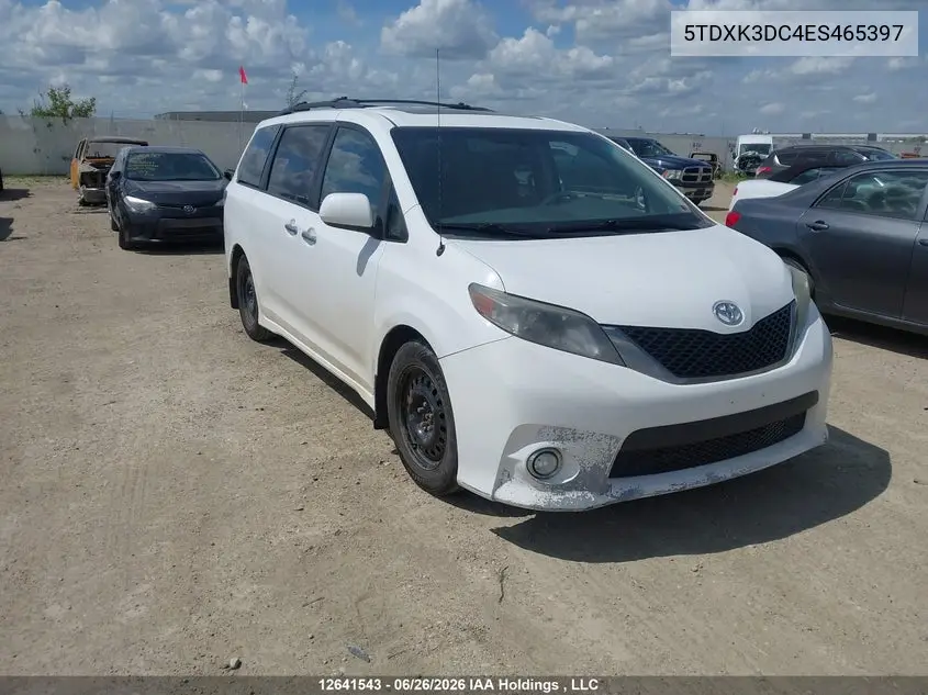 2014 Toyota Sienna Se 8 Passenger VIN: 5TDXK3DC4ES465397 Lot: 12641543