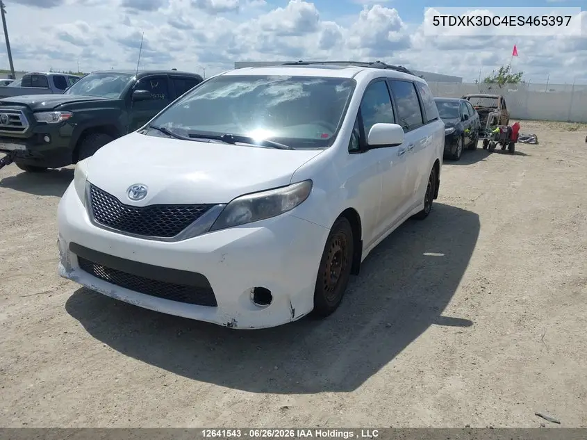 2014 Toyota Sienna Se 8 Passenger VIN: 5TDXK3DC4ES465397 Lot: 12641543