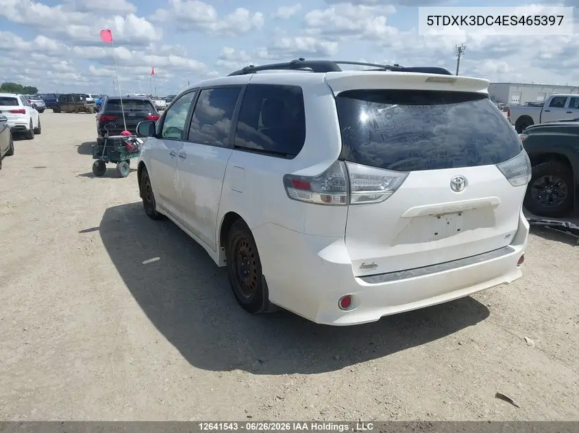 2014 Toyota Sienna Se 8 Passenger VIN: 5TDXK3DC4ES465397 Lot: 12641543